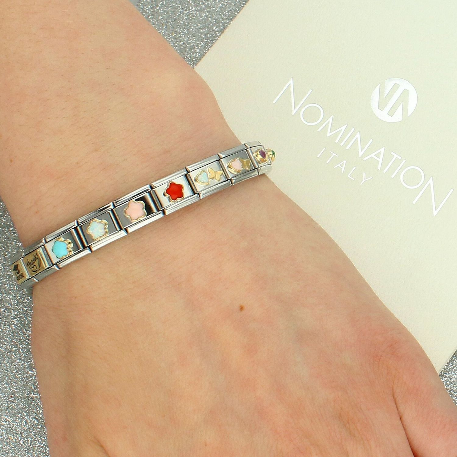 Nomination Element Link Serce z Różowym Koralem i Motylkiem Gold.jpg